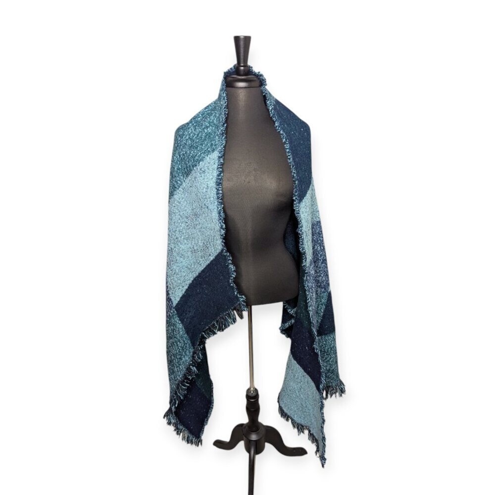 Wrap in Several Tones of Blues Parallelogram Shaped Soft 80" x 27"